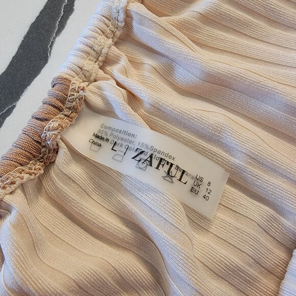 Zaful two tone string bikini size L 8 Cream and tan NWT - Picture 5 of 6